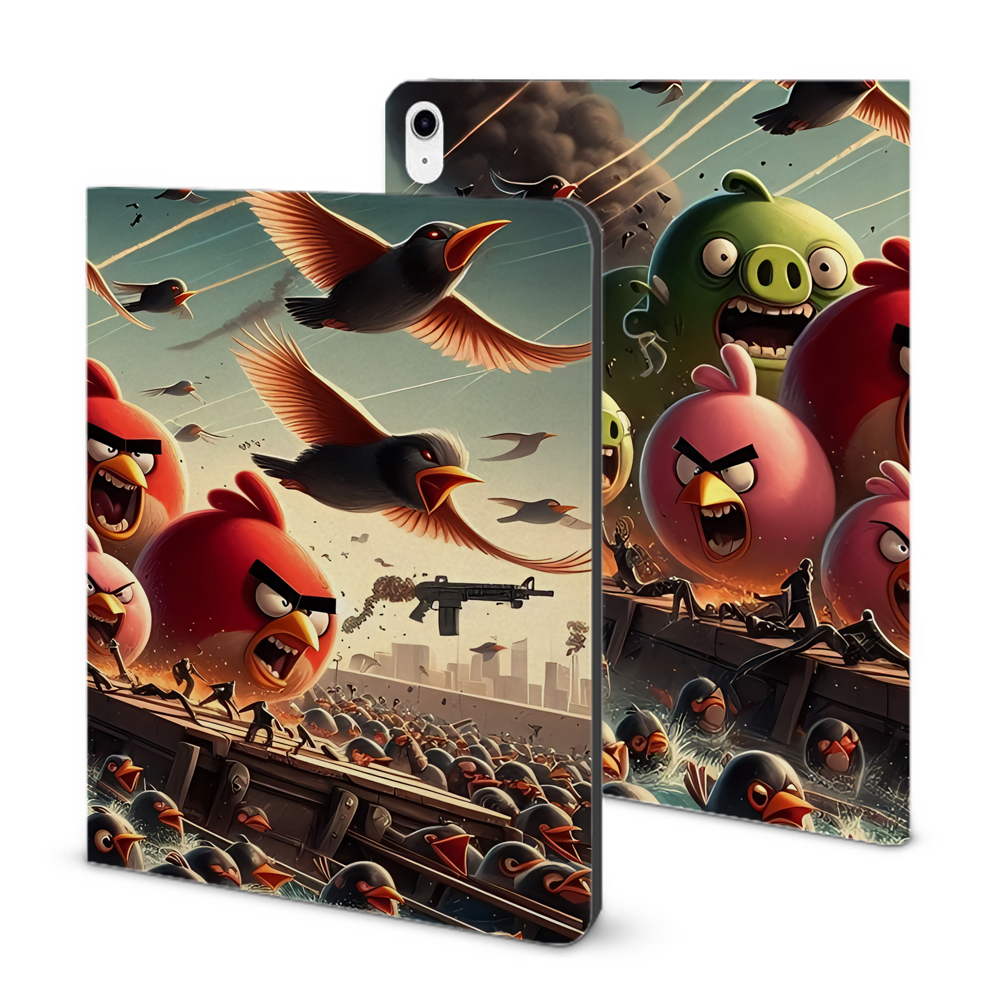 （画像用） Angry Birds アングリーバード IPad ケース ブック型 PUレザー TPU 耐衝撃 軽量 薄型 ペン収納なし 全面保護 IPad 各モデル対応